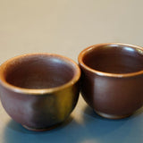 Artisan Wood fired Purple Splash Teacup Pair