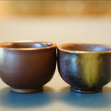 Artisan Wood fired Purple Splash Teacup Pair