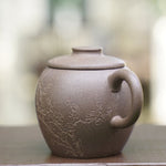 Artisan Yixing Zisha Purple Clay Teapot Big Wheel Bead Plum and Bamboo