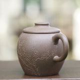 Artisan Yixing Zisha Purple Clay Teapot Big Wheel Bead Plum and Bamboo
