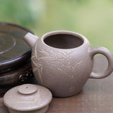 Artisan Yixing Zisha Purple Clay Teapot Big Wheel Bead Plum and Bamboo