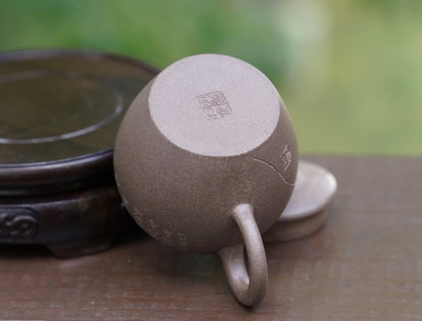 Artisan Yixing Zisha Purple Clay Teapot Big Wheel Bead Plum and Bamboo