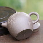 Artisan Yixing Zisha Purple Clay Teapot Big Wheel Bead Plum and Bamboo