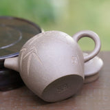 Artisan Yixing Zisha Purple Clay Teapot Big Wheel Bead Plum and Bamboo