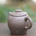 Artisan Yixing Zisha Purple Clay Teapot Big Wheel Bead Plum and Bamboo