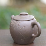Artisan Yixing Zisha Purple Clay Teapot Big Wheel Bead Plum and Bamboo