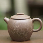 Artisan Yixing Zisha Purple Clay Teapot Big Wheel Bead Plum and Bamboo