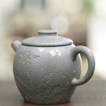 Artisan Yixing Zisha Purple Clay Big Wheel Bead Small Teapot