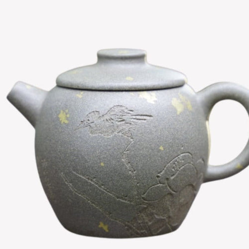 Artisan Yixing Zisha Purple Clay Big Wheel Bead Small Teapot