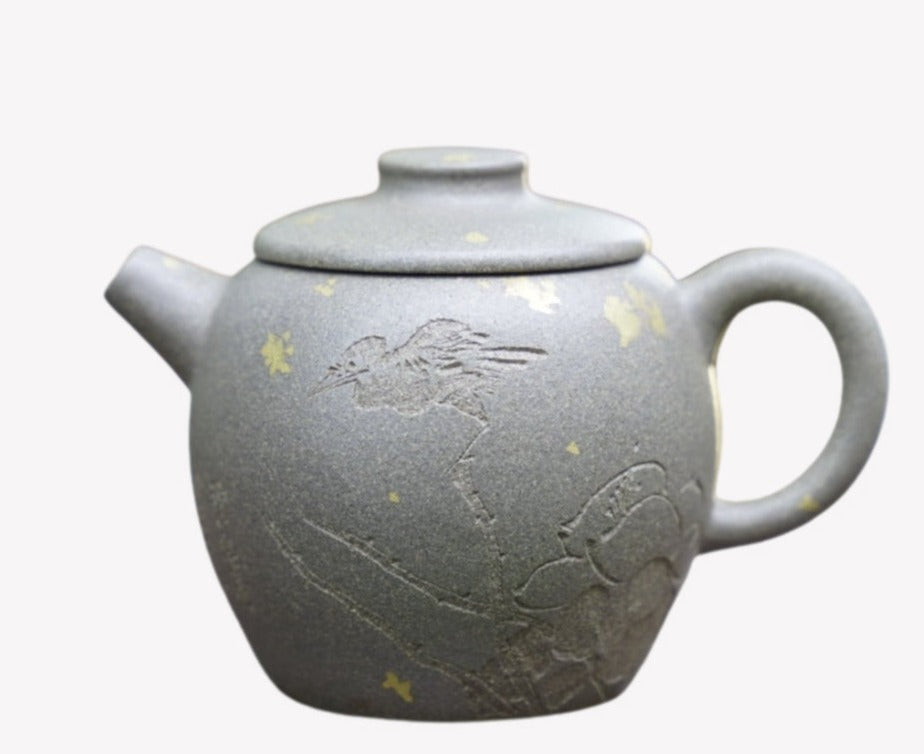 Artisan Yixing Zisha Purple Clay Big Wheel Bead Small Teapot