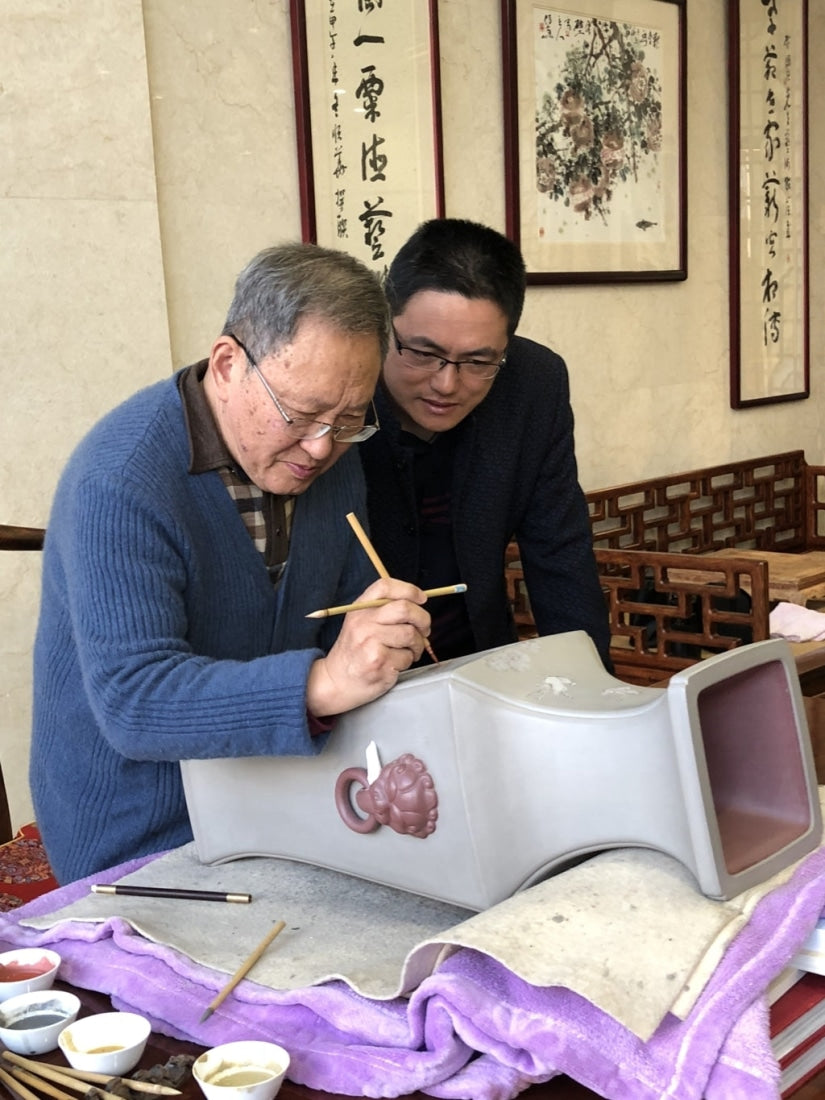 Artisan Yixing Zisha Purple Clay Big Wheel Bead Small Teapot