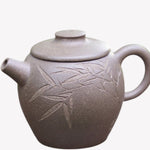 Artisan Yixing Zisha Purple Clay Teapot Big Wheel Bead Plum and Bamboo