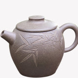 Artisan Yixing Zisha Purple Clay Teapot Big Wheel Bead Plum and Bamboo