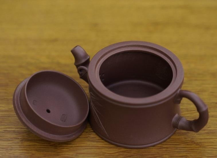 Tea Ware - Artisan Yixing Zisha Purple Clay Teapot- Bamboo - MeiMei
