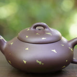 Artisan Yixing Zisha Purple Clay Teapot Gold Sprinkled Han Tang Shi Piao