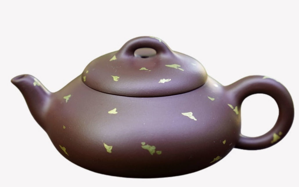 Artisan Yixing Zisha Purple Clay Teapot Gold Sprinkled Han Tang Shi Piao