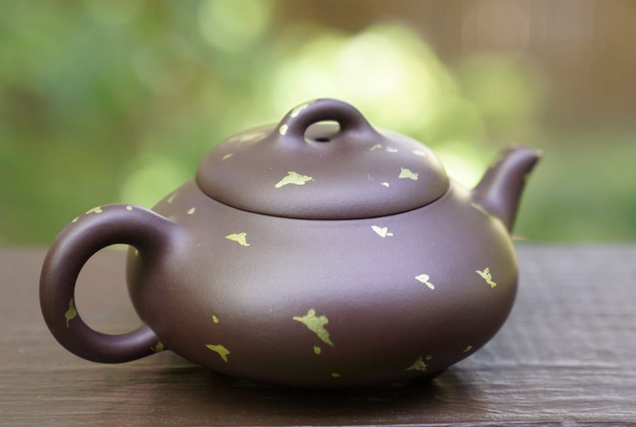 Tea Ware - Artisan Yixing Zisha Purple Clay Teapot Gold Sprinkled Han