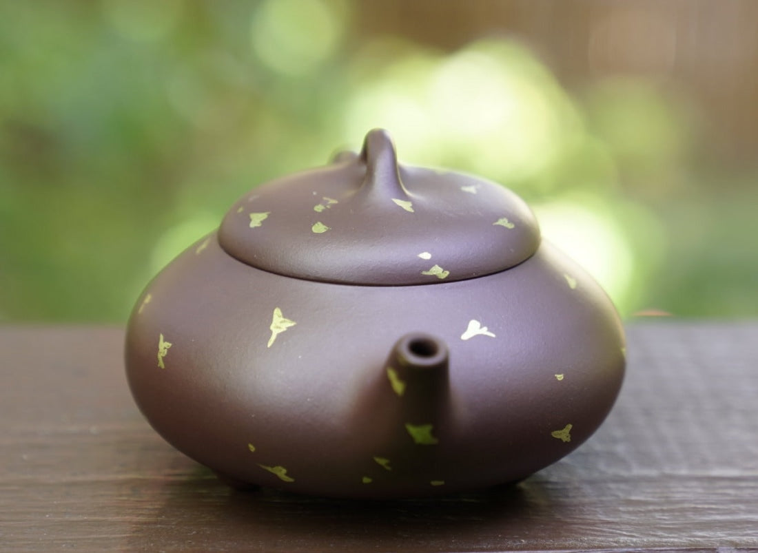 Artisan Yixing Zisha Purple Clay Teapot Gold Sprinkled Han Tang Shi Piao