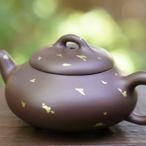 Artisan Yixing Zisha Purple Clay Teapot Gold Sprinkled Han Tang Shi Piao