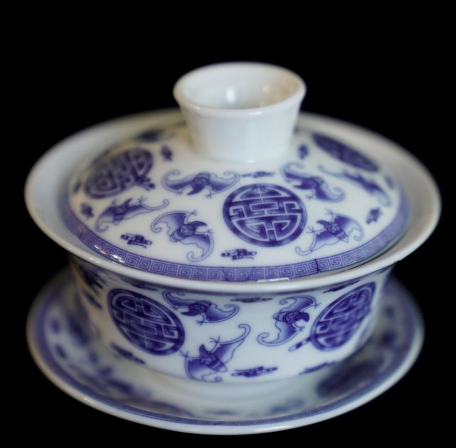 Blue and White Porcelain Auspicious and Longevity Gaiwan