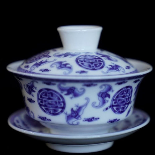 Blue and White Porcelain Auspicious and Longevity Gaiwan