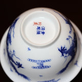 Blue and White Porcelain Gaiwan Dragon Handpainted