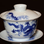 Blue and White Porcelain Gaiwan Dragon Handpainted