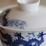 Blue and White Porcelain Gaiwan Dragon Handpainted
