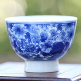 Jingdezhen Blue and White Porcelain Artisan Teacup Flower Bouquet