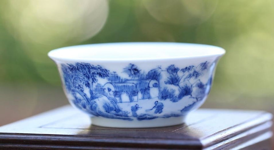 Tea Ware - Blue and White Porcelain Cup Landscape 70ml MeiMei Fine