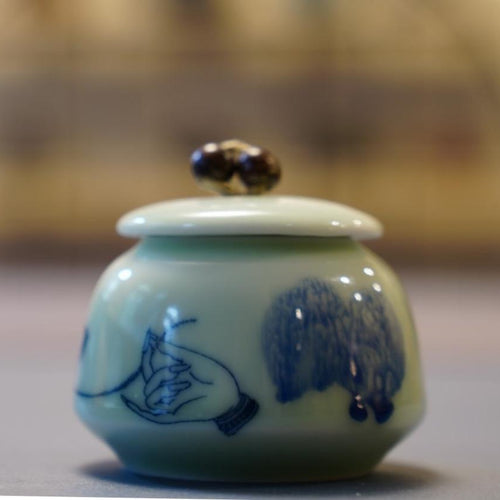 Celadon Lotus Zen Tea Canister