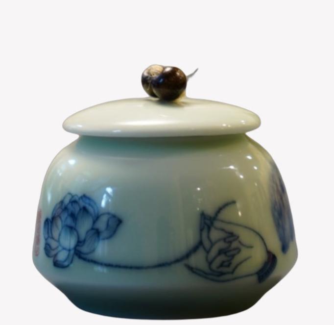 Celadon Lotus Zen Tea Canister