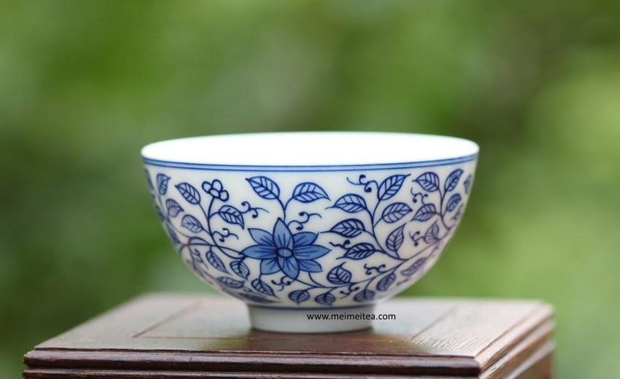 Tea Ware - Contemporary Blue and White Porcelain Cup / Bowl Floral