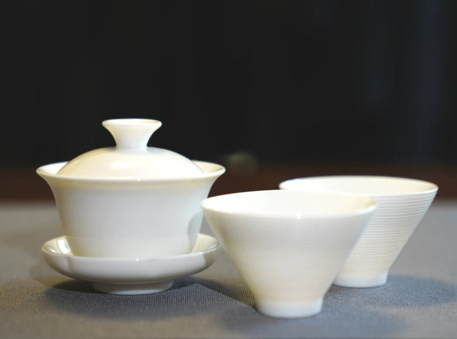 Tea Ware - Essential White Porcelain Gaiwan and Gongfu Teacups Set -