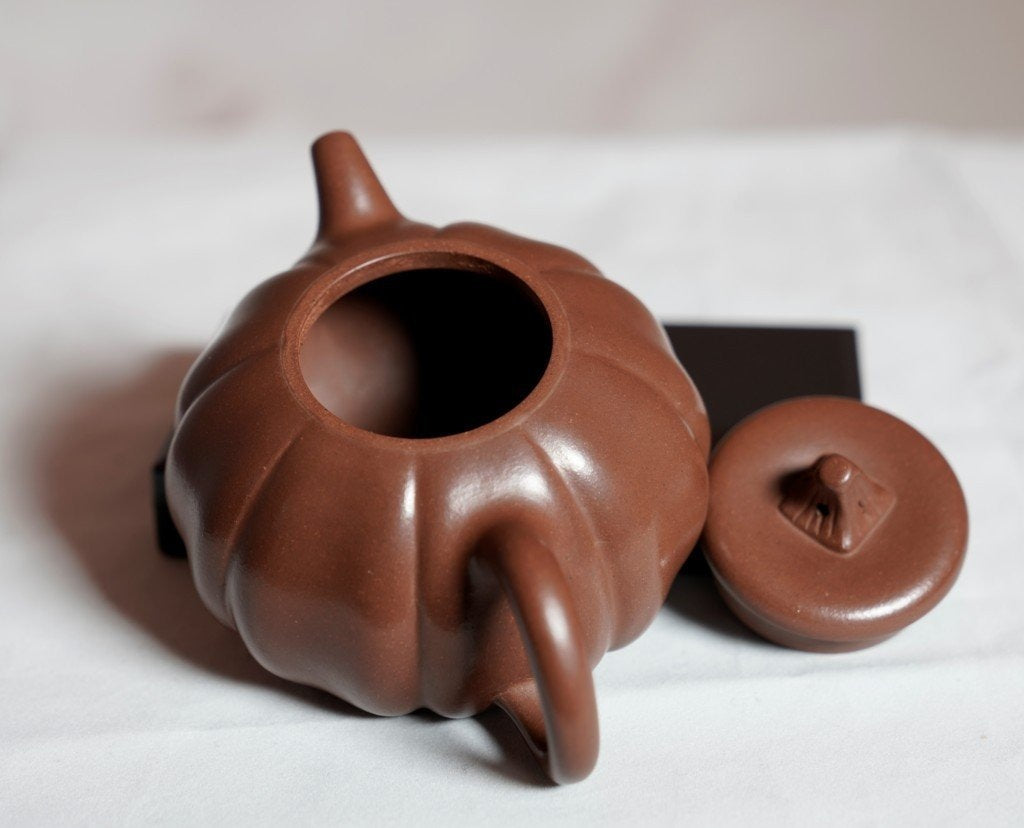 Geniune Yixing Zisha Purple Clay Teapot Classic Pumpkin Aged Lao Zi Ni