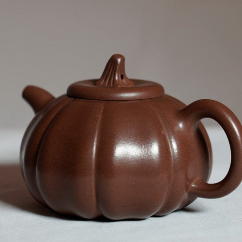 Geniune Yixing Zisha Purple Clay Teapot Classic Pumpkin Aged Lao Zi Ni