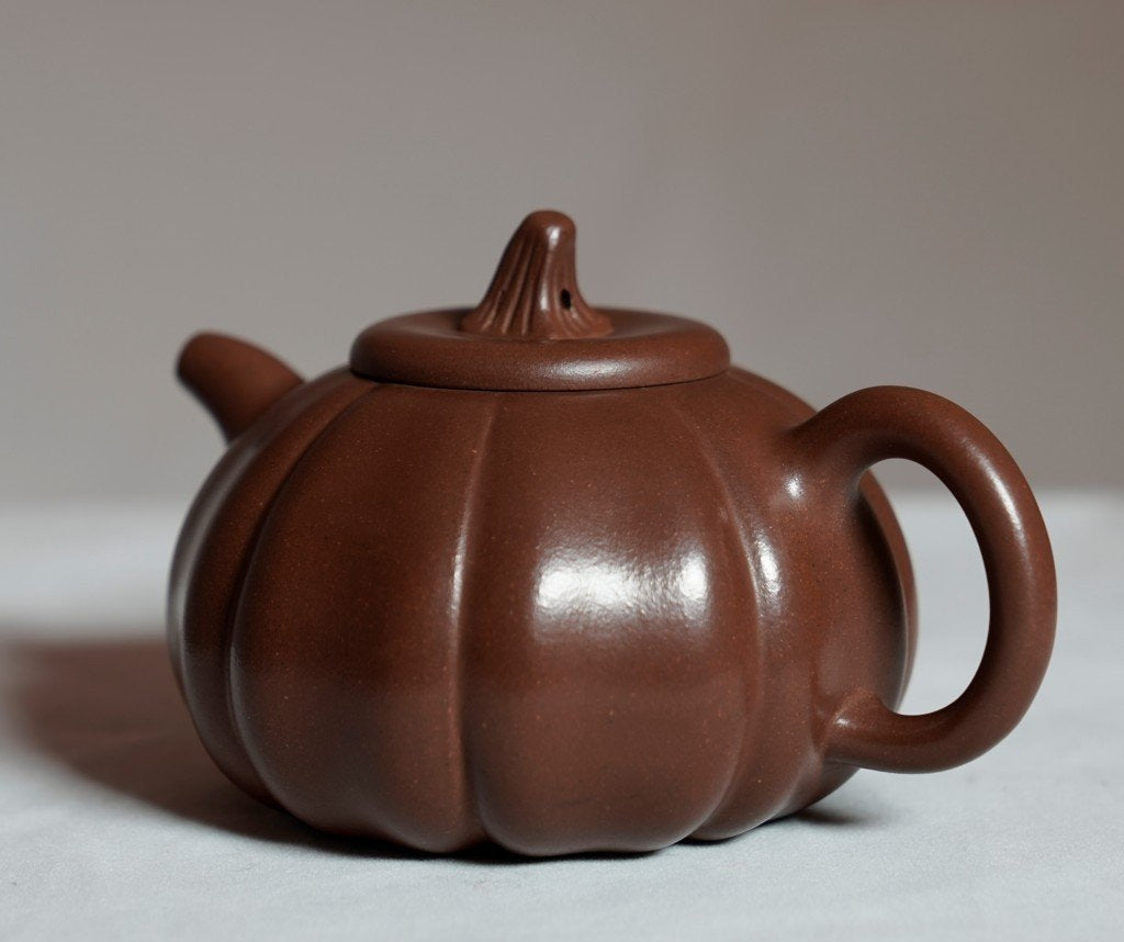 Geniune Yixing Zisha Purple Clay Teapot Classic Pumpkin Aged Lao Zi Ni