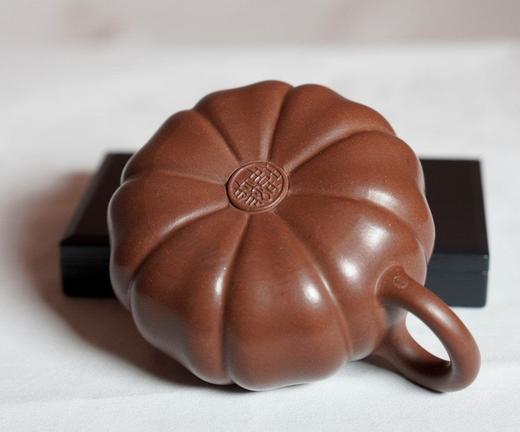 Geniune Yixing Zisha Purple Clay Teapot Classic Pumpkin Aged Lao Zi Ni