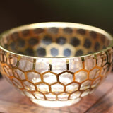 Gold Plated Glass Honeycomb Teacup Hand Crafted