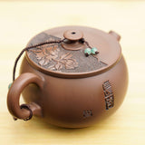 Jian Shui Purple Clay Hand-Carved Flower Lid Teapot
