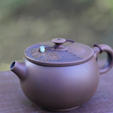 Jian Shui Purple Clay Hand-Carved Flower Lid Teapot