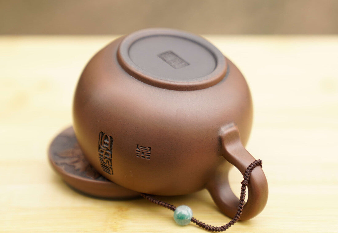 Jian Shui Purple Clay Hand-Carved Flower Lid Teapot