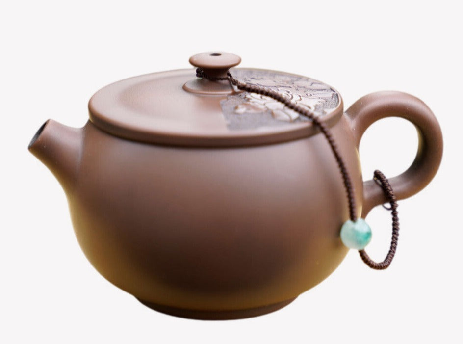 Jian Shui Purple Clay Hand-Carved Flower Lid Teapot