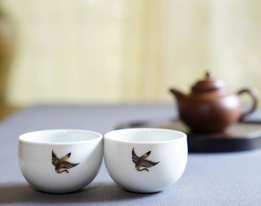 Jingdezhen Antique Porcelain Teacup Artisan Enamel Flying Goose
