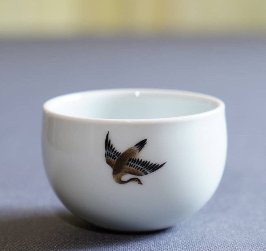 Jingdezhen Antique Porcelain Teacup Artisan Enamel Flying Goose