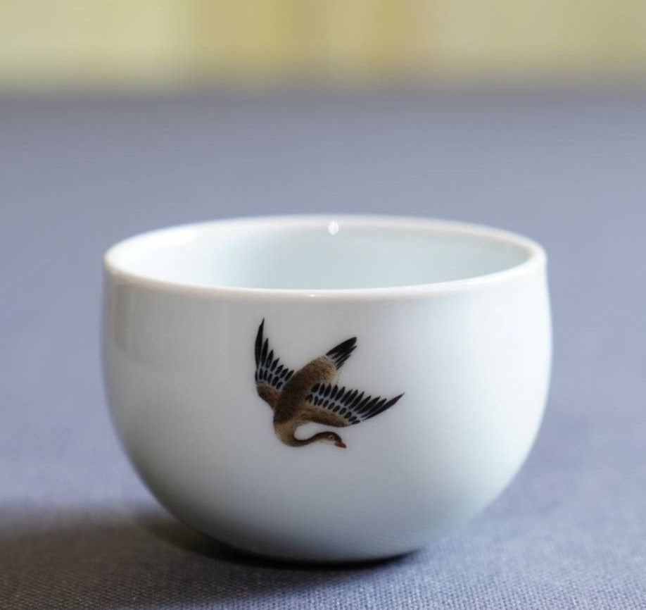 Jingdezhen Antique Porcelain Teacup Artisan Enamel Flying Goose