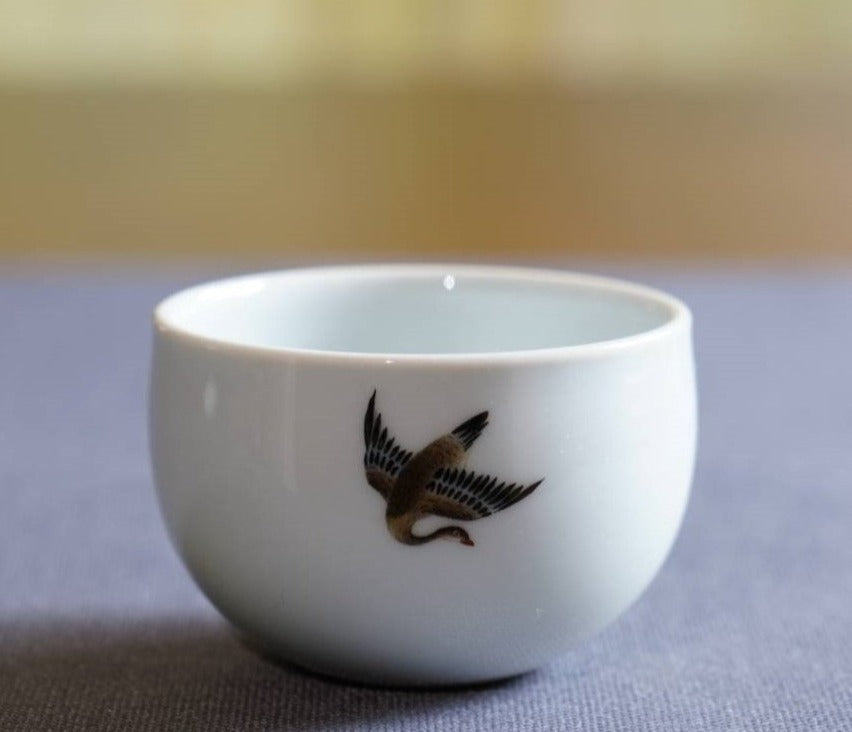 Jingdezhen Antique Porcelain Teacup Artisan Enamel Flying Goose