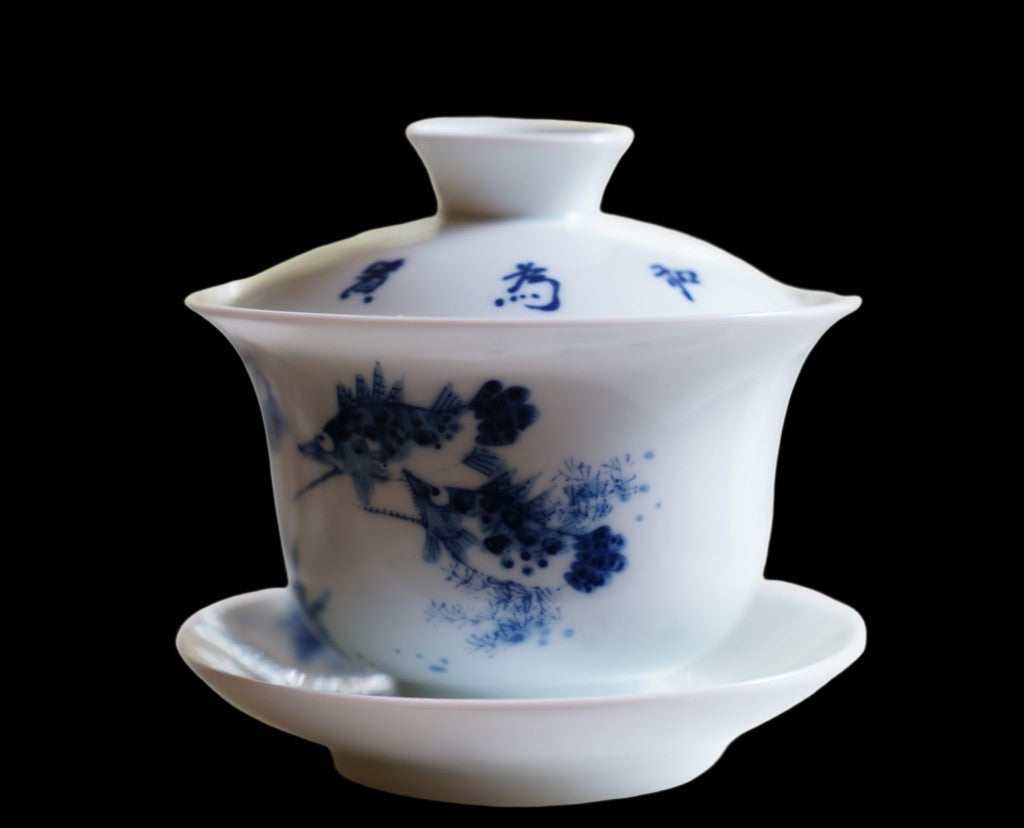 Jingdezhen Artisan Blue and White Porcelain Gaiwan Priceless Harmony