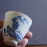 Jingdezhen Artisan Blue and White Porcelain Landscape Gongfu Teacup