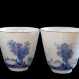 Jingdezhen Artisan Blue and White Porcelain Landscape Gongfu Teacup
